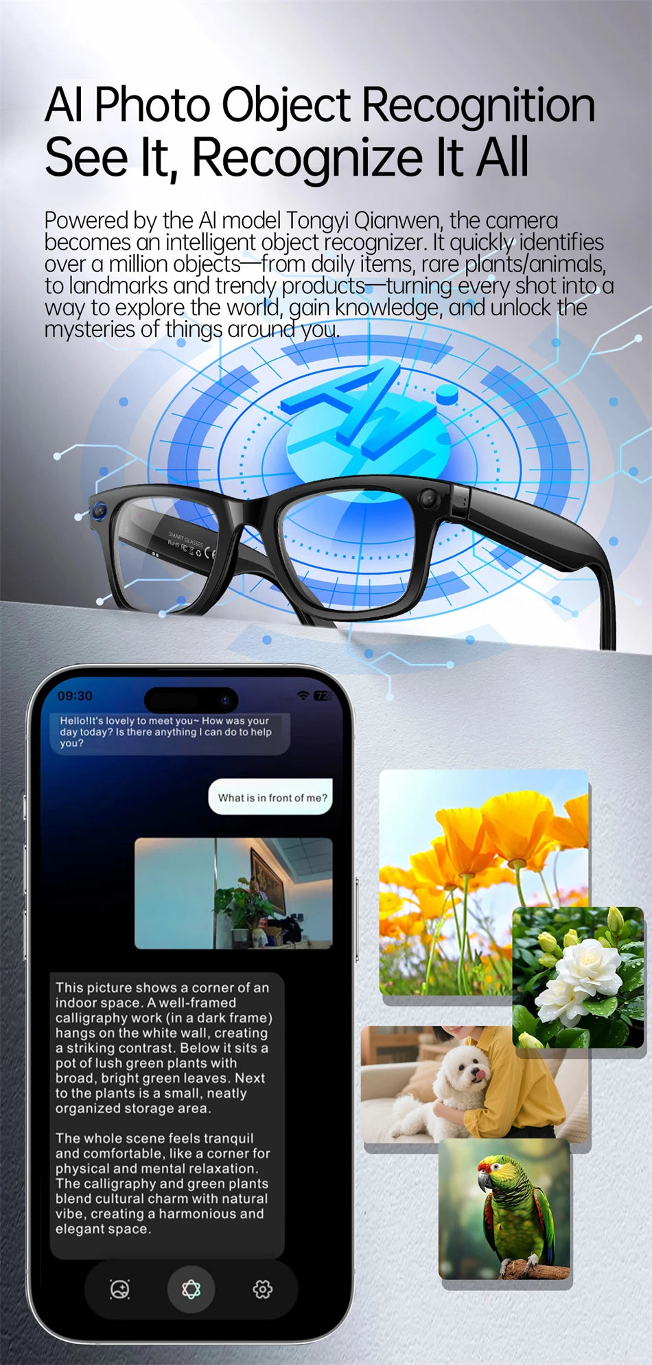 New AI 5MP Camera Smart Glasses 290mAh Waterproof Voice Call Music Bluetooth Smart Sunglasses Video Record Translation Glasees