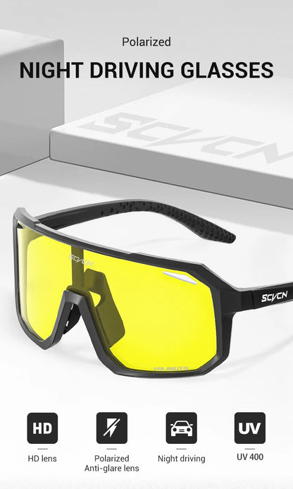 SCVCN Night Vision Glasses Hiking Eyewear Cycling Glasses Driving Eyewear Fashion Polarized Sunglasses Y2K UV400 Mtb Goggles Man
