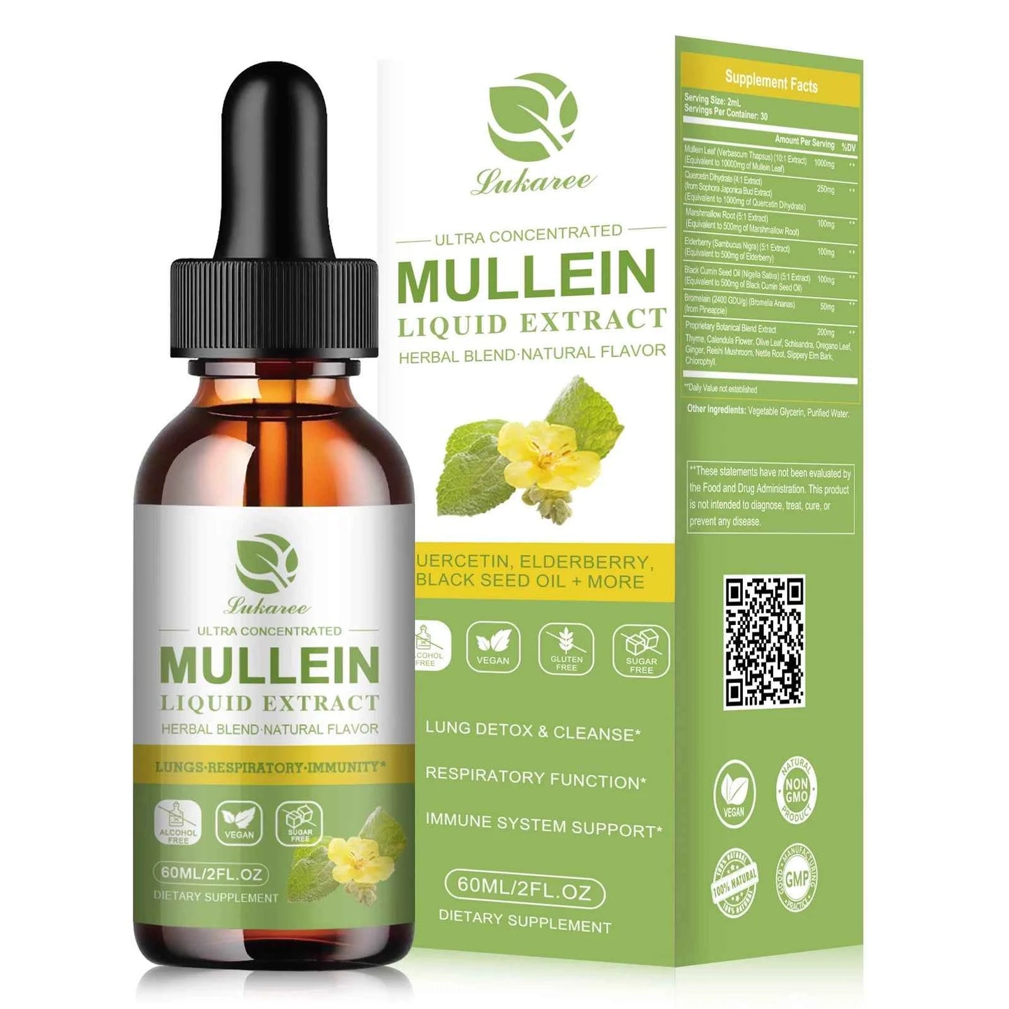Mulittea Mullein Drops Lung Detox And Immunity Support 60ml Herbal Extract
