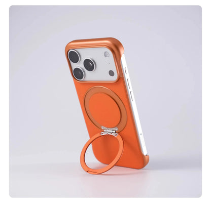 Borderless Leather Ring Holder Bracket Phone Case For iPhone 17 Air 16 15 14 13 12 11 Pro Max Plus Magnetic Magsafe Hard Cover