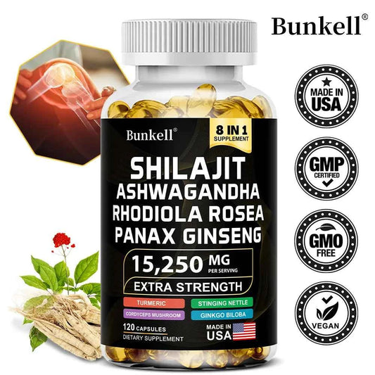 Shilajit Capsules With Ginseng Ashwagandha Turmeric For Energy And Endurance