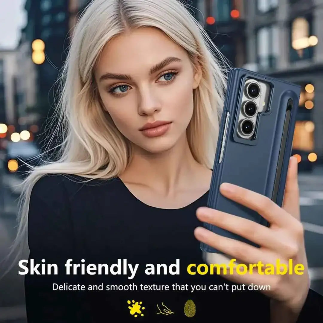 Phone case with S Pen for Galaxy Fold6 Fold5 Built in Screen Protector Phone Cover with Foldable Kickstand Fold4 Fold3  Cover