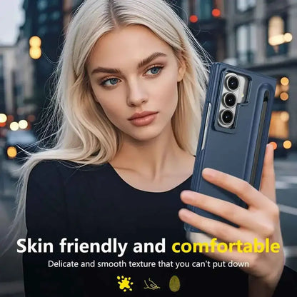 Phone case with S Pen for Galaxy Fold6 Fold5 Built in Screen Protector Phone Cover with Foldable Kickstand Fold4 Fold3  Cover