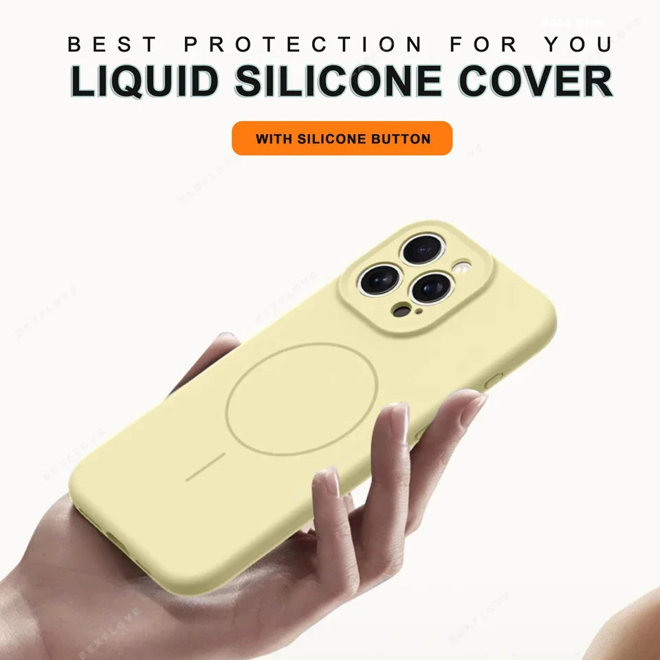 Luxury Liquid Silicone Magnetic Phone Case For iPhone 15 14 16 Plus 16E 11 12 13 16 Pro Max SE4 Magsafe Charge Protector Cover