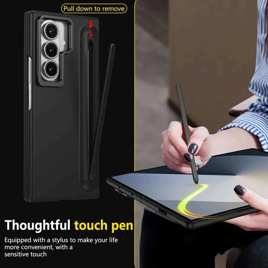 Phone case with S Pen for Galaxy Fold6 Fold5 Built in Screen Protector Phone Cover with Foldable Kickstand Fold4 Fold3  Cover