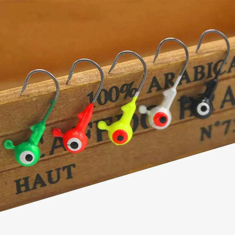 Colorful Jig Head Hooks For Soft Worm Lures 1g 1.8g 3.5g 5g 7g 5pcs Bag