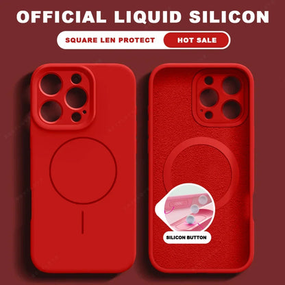 Luxury Liquid Silicone Magnetic Phone Case For iPhone 15 14 16 Plus 16E 11 12 13 16 Pro Max SE4 Magsafe Charge Protector Cover