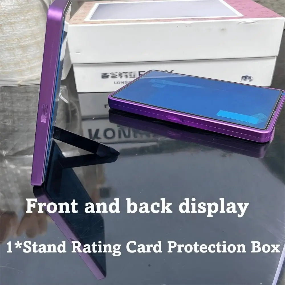 2-in-1 PSA/CGC Graded Card Protective Box Transparent UV Protection Metal Magnetic Case Durable with Stand Card Protective Case