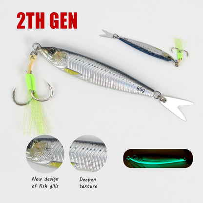 Tolu 2024 3D Printed Fast Sinking Metal Jig Lure Saltwater Shore Casting 20g 80g