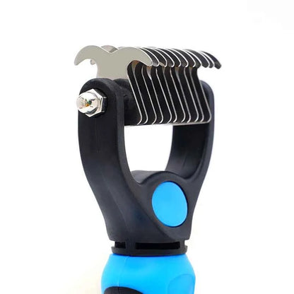 Pet Knot Remover Comb for Dogs & Cats - Dematting Tool with Stainless Steel Blades - Detangling Brush for Matted Hair - Professi
