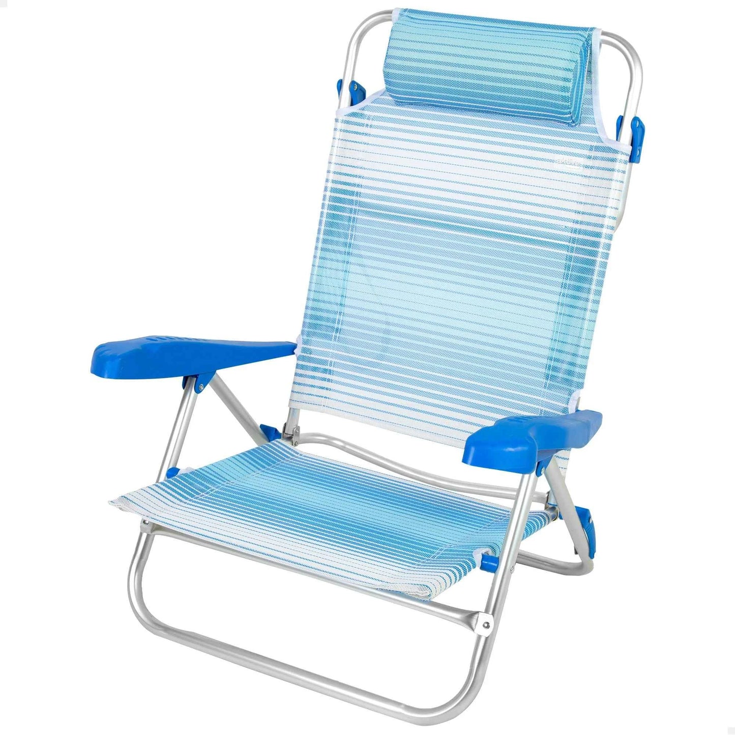 AKTIVE folding beach chair, 47x49x82 cm, 8 positions, padded cushion, carrying handles, with armrest, max weight 110 kg, beach chairs, low beach chairs, reclining beach chair, multi-position Chair