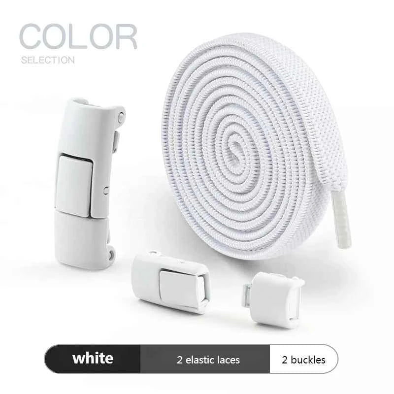 Press Lock Elastic Shoelaces 8mm Flat No Tie For Shoes Kids Adults