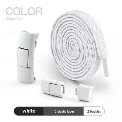 Press Lock Elastic Shoelaces 8mm Flat No Tie For Shoes Kids Adults