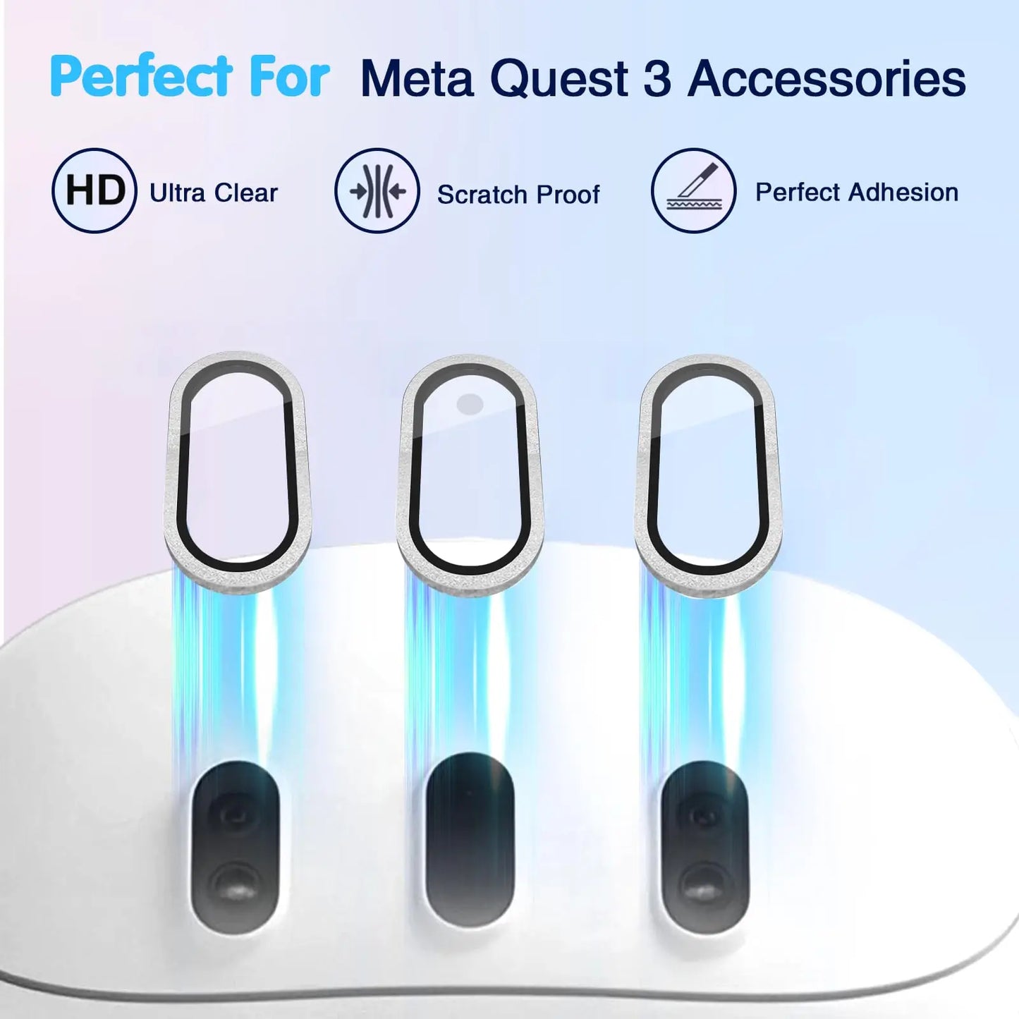 Camera Lens Protector for Meta Quest 3, High Definition Lens Protector for Oculus Quest 3, Alloy Frame, Thin 9H Tempered Glass