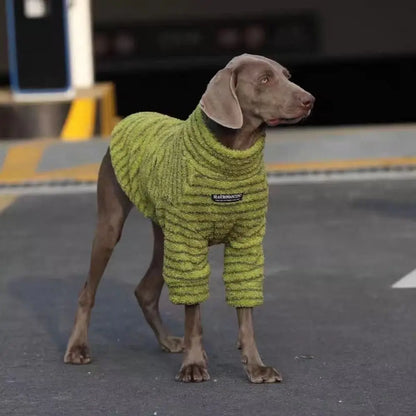 Fashion Polyester Stripe Fleece Dog Pullover Thickened Winter Warm Dog Sweater Dog Turtleneck Sweatshirt Medium Large Dogs
