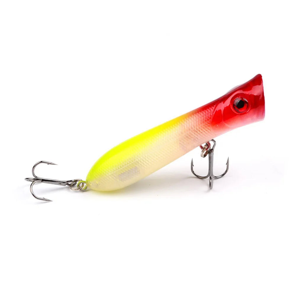 Popper Hard Bait Wobbler Lure 80mm 12g 6 Hook Floating Trailer Ocean Fishing