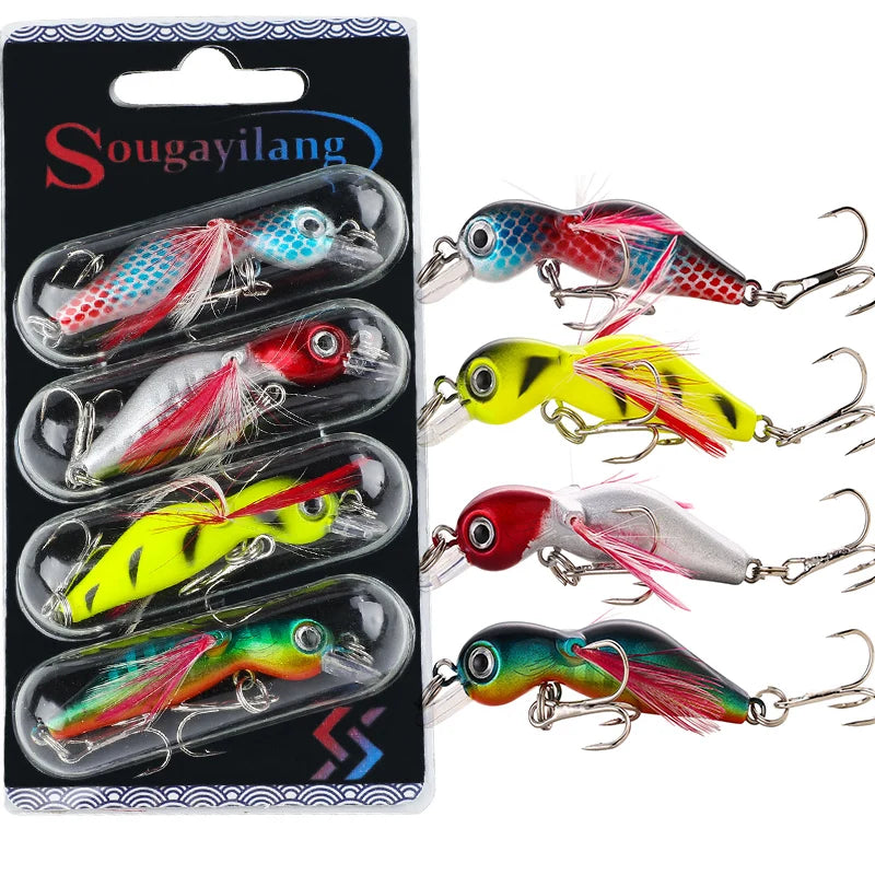 Sougayilang Hard Crankbait Lure 3 Pcs Set Swimming Wobblers For Bass Trout