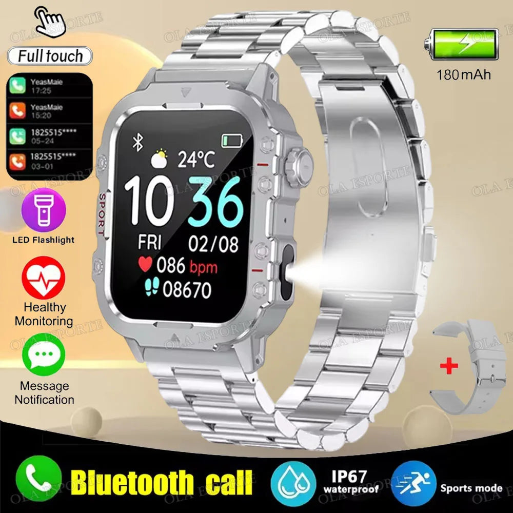 2025 New Military Smart Watch Men IP67 3ATM Outdoor Sports Fitness Tracker Health Monitoring 1.44 Inch Bluetooth Call Smartwatch