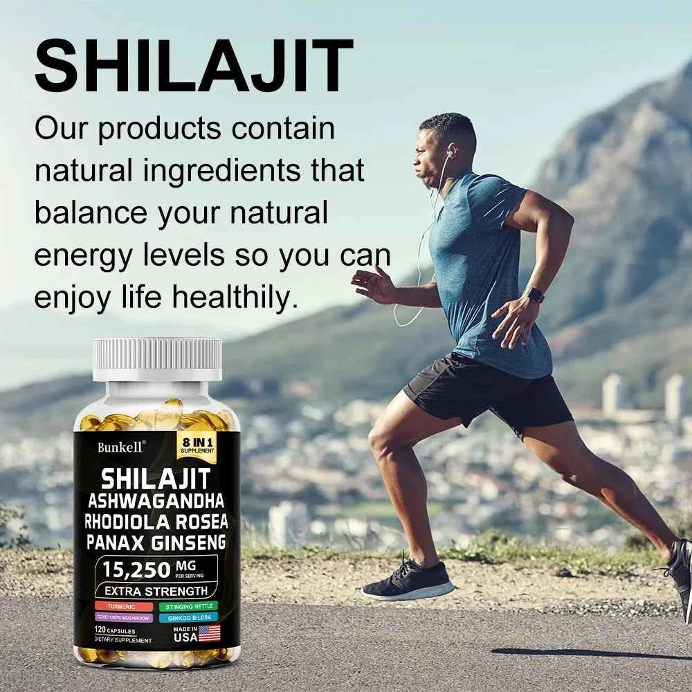 Shilajit Capsules With Ginseng Ashwagandha Turmeric For Energy And Endurance