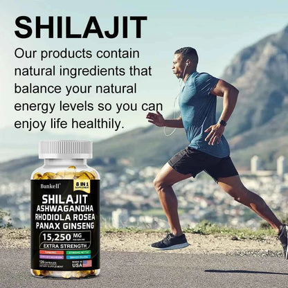 Shilajit Capsules With Ginseng Ashwagandha Turmeric For Energy And Endurance
