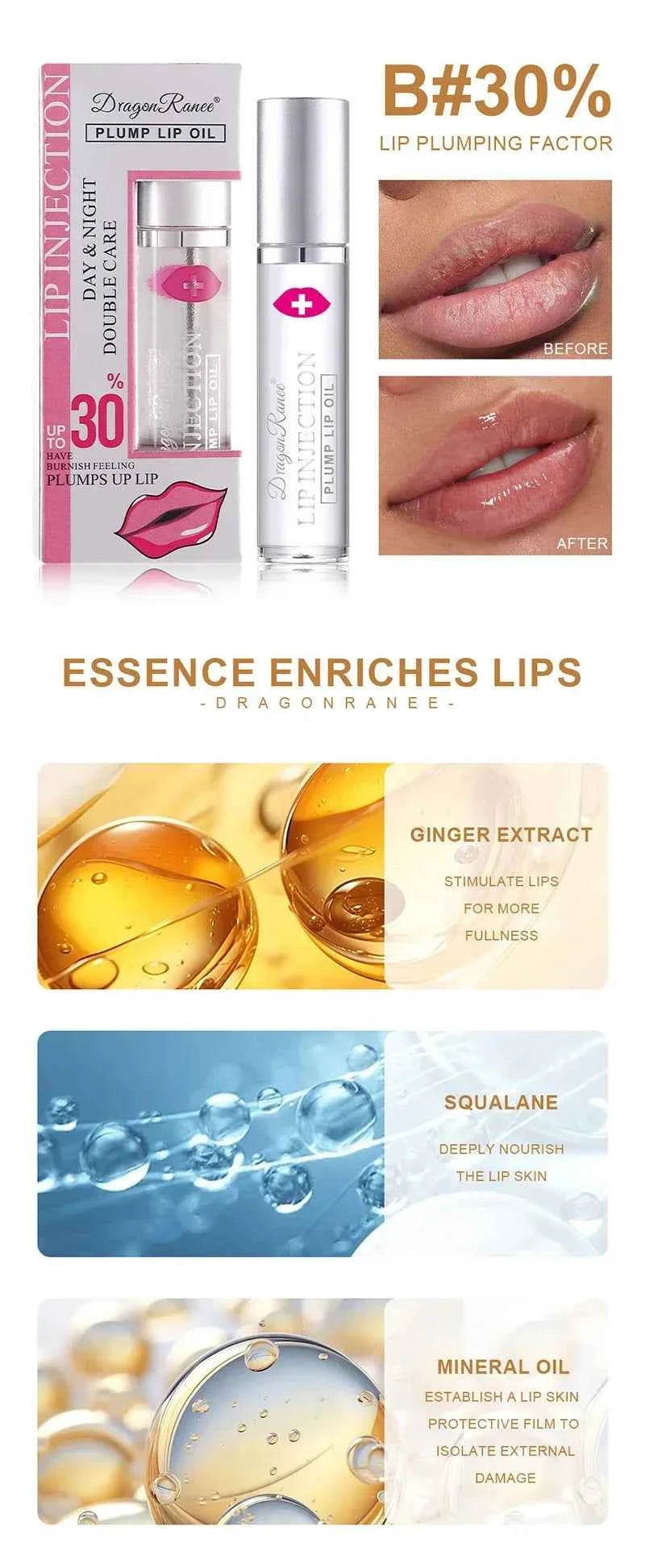 Instant Lip Plumper Oil And Gloss Serum For Volumizing Anti Wrinkle Lip Care