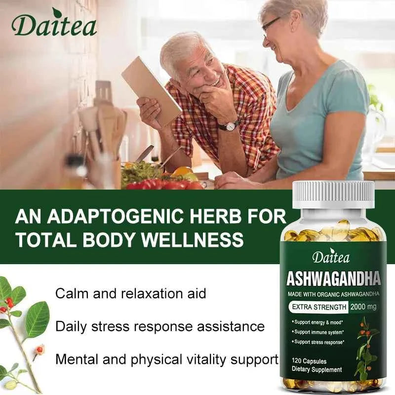 Daitea Organic Ashwagandha Capsules 2000mg Mood Sleep Energy Support Antioxidant