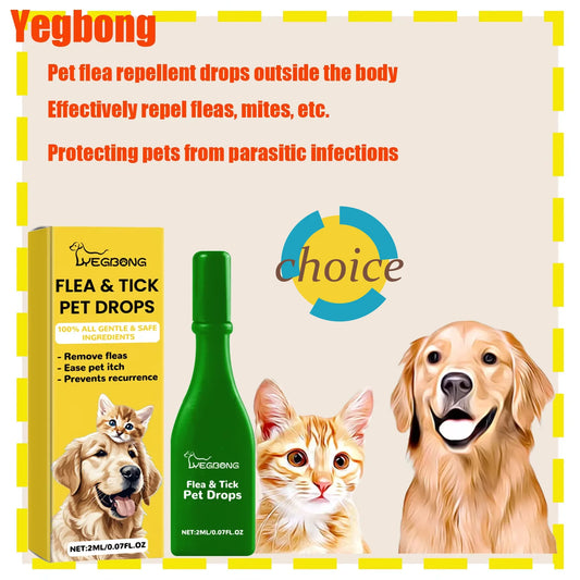 Yegbong Pet External Insect Repellent Drops - Flea Tick Lice Mite Killer for Dogs Cats - Skin Antipruritic Care