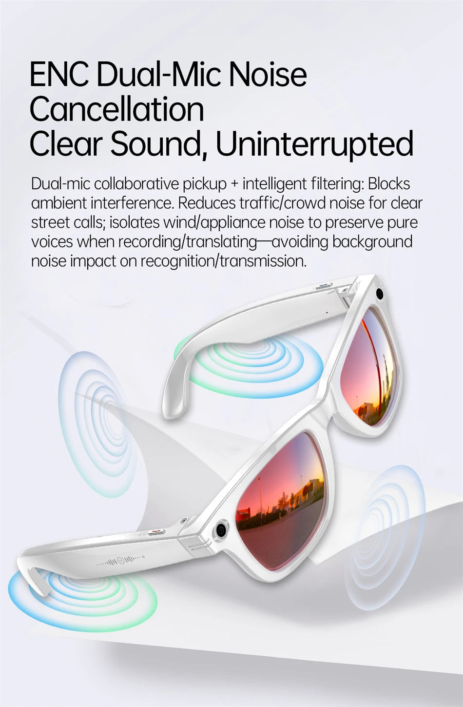 New AI 5MP Camera Smart Glasses 290mAh Waterproof Voice Call Music Bluetooth Smart Sunglasses Video Record Translation Glasees
