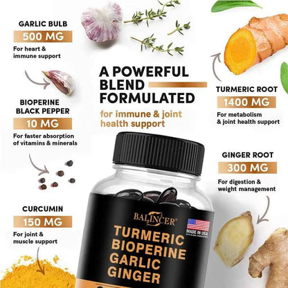 Turmeric Ginger Piperine 2360Mg Black Pepper Digestive Immune Support Supplement