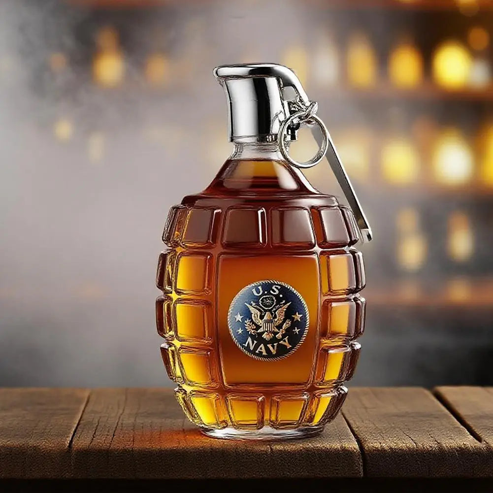 Military Hand Whiskey Bottle Grenade Engraved Liquor Bottle Sealed Whiskey Jar Storage Unique Gift For Men Bar Office Home