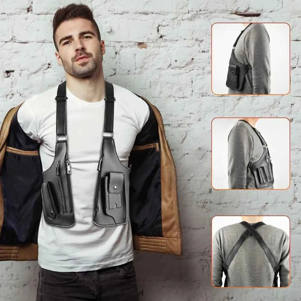 Men's Shoulder Underarm Bag, Anti theft Hidden Adjustable Strap Leather Cover