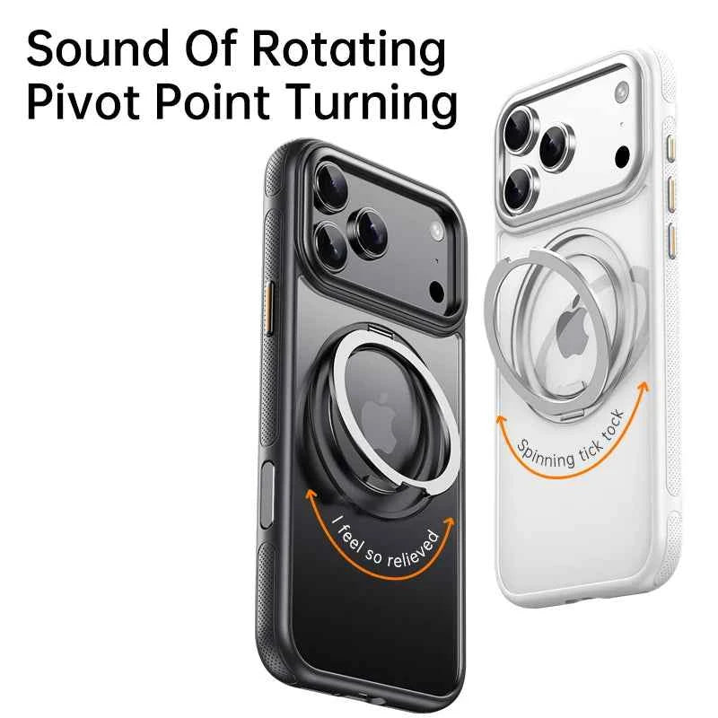 Transparent Magnetic Case for iPhone 17 Air 16 Plus 15 14 13 17 Pro Max 16e 360° Rotating Ring Holder Kickstand Cover LMD003