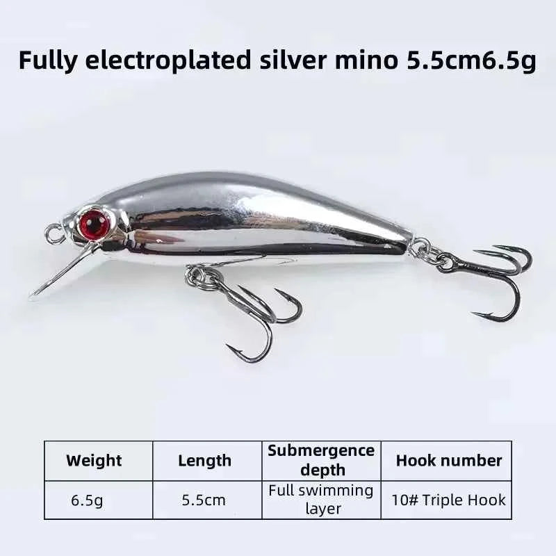 Mini Laser Hard Minnow Sinking Bait Wobbler Jerkbait Crank Lures 5.5cm For Bass