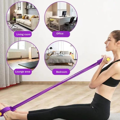 Multifunction Tension Rope, 6-Tube Elastic Yoga Pedal Puller Resistance Band, Natural Latex Tension Rope Fitness Equipment