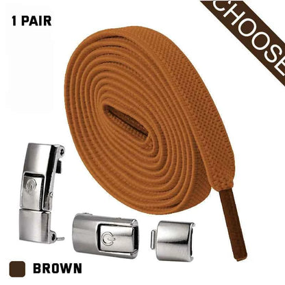 Press Lock Elastic Shoelaces 8mm Flat No Tie For Shoes Kids Adults