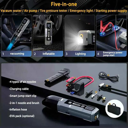 5 IN 1 Jump Starter For Car Battery Car Jump Starter Heavy Duty Jumpstarter Heavy Duty With Air Pump & Vacuum Cleaner