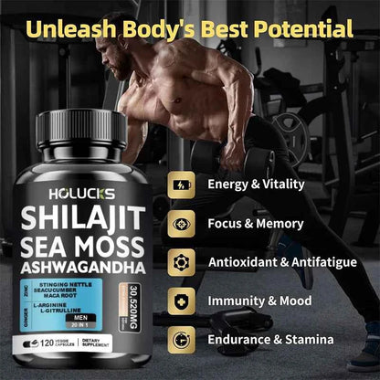 Sea Moss Shilajit Ashwagandha Capsules For Energy Immune Support Daily Wellness