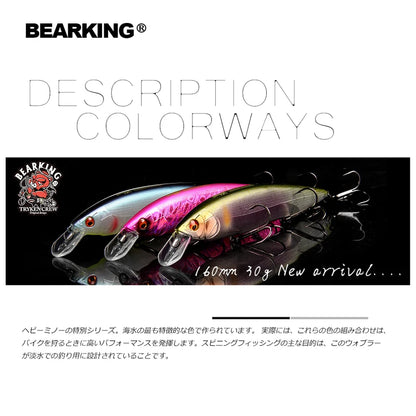 Bearking Kanata Rainbow Back 160mm 30g Minnow Crankbait Fishing Lure
