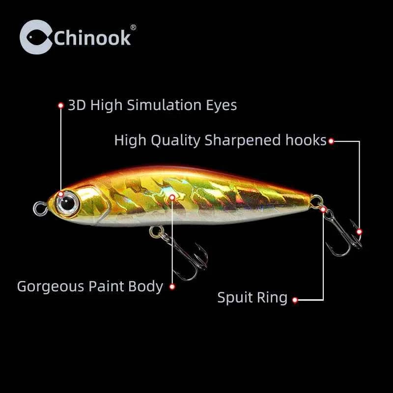 Chinook Sinking Pencil Bait Fishing Lure 70mm 14g For Pike Bass