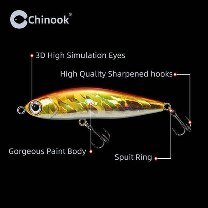 Chinook Sinking Pencil Bait Fishing Lure 70mm 14g For Pike Bass