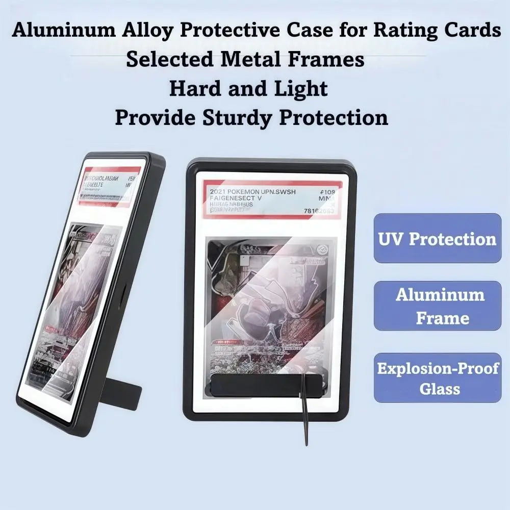 2-in-1 PSA/CGC Graded Card Protective Box Transparent UV Protection Metal Magnetic Case Durable with Stand Card Protective Case