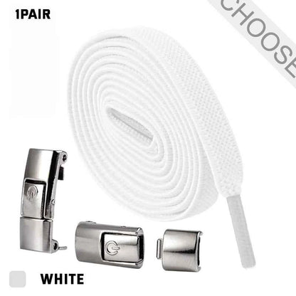 Press Lock Elastic Shoelaces 8mm Flat No Tie For Shoes Kids Adults