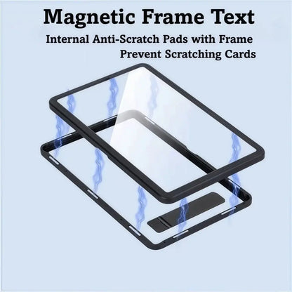 2-in-1 PSA/CGC Graded Card Protective Box Transparent UV Protection Metal Magnetic Case Durable with Stand Card Protective Case