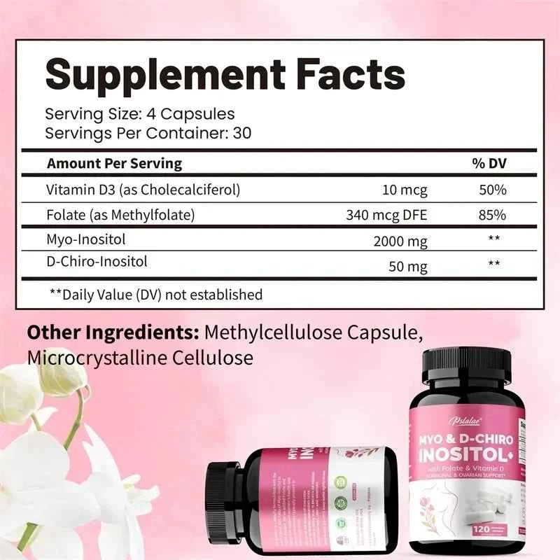 Myo And D Chiro Inositol For Hormone Balance And Healthy Cycles 120 Capsules