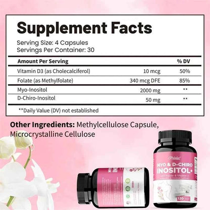 Myo And D Chiro Inositol For Hormone Balance And Healthy Cycles 120 Capsules