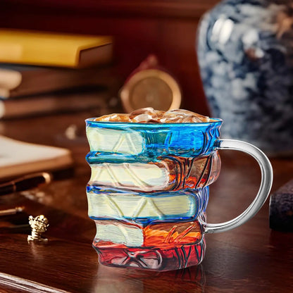 Book Coffee Mug Painted Book Coffee Cup Tea Mug Drinkware Tumbler Funny Decor Desk Accessories for Readers Women Librarian