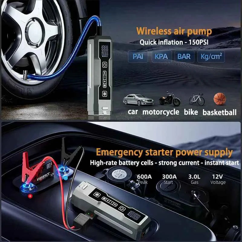 5 IN 1 Jump Starter For Car Battery Car Jump Starter Heavy Duty Jumpstarter Heavy Duty With Air Pump & Vacuum Cleaner
