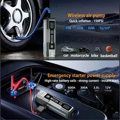 5 IN 1 Jump Starter For Car Battery Car Jump Starter Heavy Duty Jumpstarter Heavy Duty With Air Pump & Vacuum Cleaner