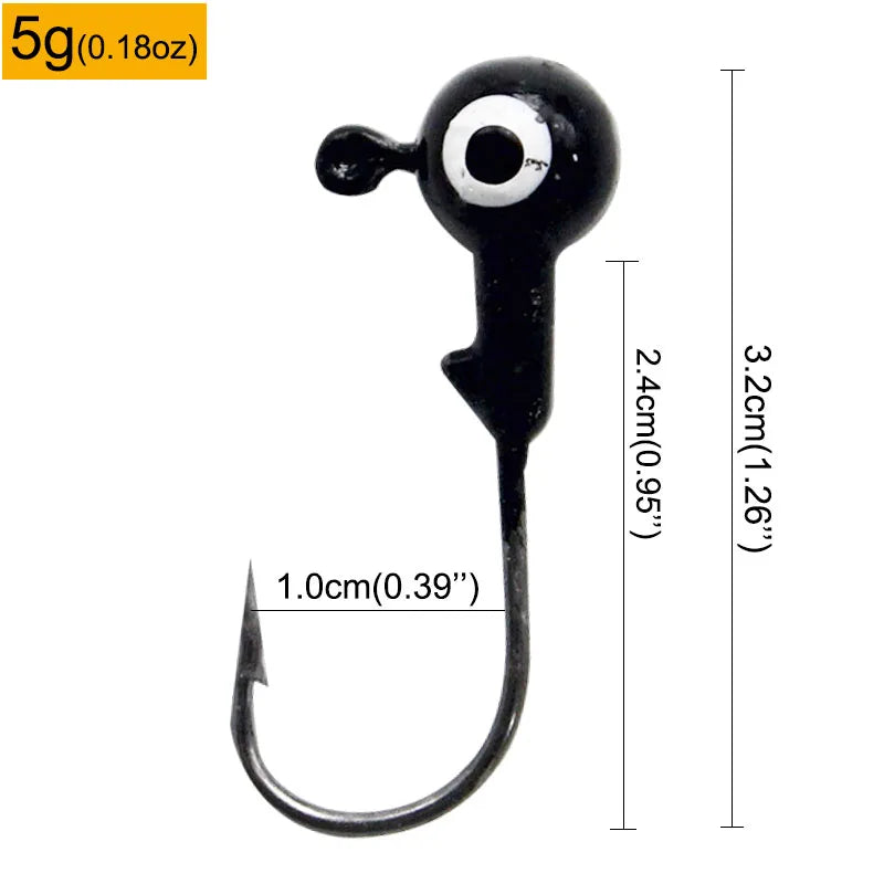Colorful Jig Head Hooks For Soft Worm Lures 1g 1.8g 3.5g 5g 7g 5pcs Bag