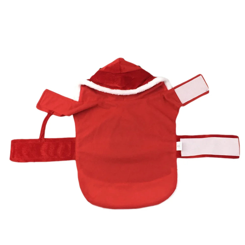 Funny Christmas Pet Cosplay Clothes for Small Medium Dogs Cats Warm Dog Cloak with Santa Claus Pet Costume Happy New Year Gift